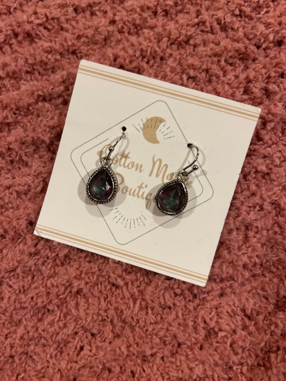 Teardrop Iridescent Earrings - Silver